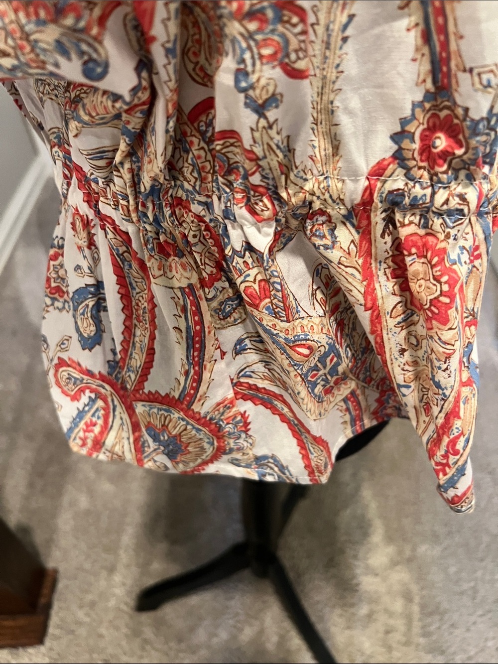 Cato White Blouse with Red and Blue Paisley Puff Sleeves - Picture 7 of 13